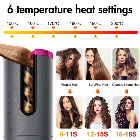 Cordless Ceramic Automatic Hair Curler for Portable Hair Styling - RnR Galore