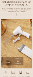 Cordless Electric Hand Mixer - Rechargeable 3 - Speed Egg Beater & Cream Whisk - Lightweight Self - Standing Design for Baking, Cake & Batter (White) - RnR Galore