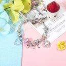 Cute Heart - shaped Beaded Bracelet with Rhinestones(17cm) - RnR Galore