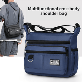 Dark Blue Men's Waterproof Oxford Cloth Crossbody Bag - Durable Anti - Theft Shoulder Backpack for Business, Travel & 10 - inch Tablet - RnR Galore