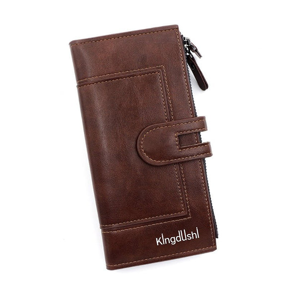 Dark brown Women's Stylish Long Wallet - Multi - Card Slot PU Leather Clutch with Phone Pocket & Coin Zipper - RnR Galore