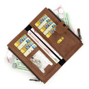 Dark brown Women's Stylish Long Wallet - Multi - Card Slot PU Leather Clutch with Phone Pocket & Coin Zipper - RnR Galore