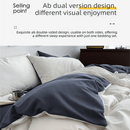 Dark gray and light gray Washed Cotton Bedding Set - Solid Color Fitted Sheet Style, 4 - Piece Set for 1.5m Bed, Includes 10 Random Color Quilt Fasteners - RnR Galore