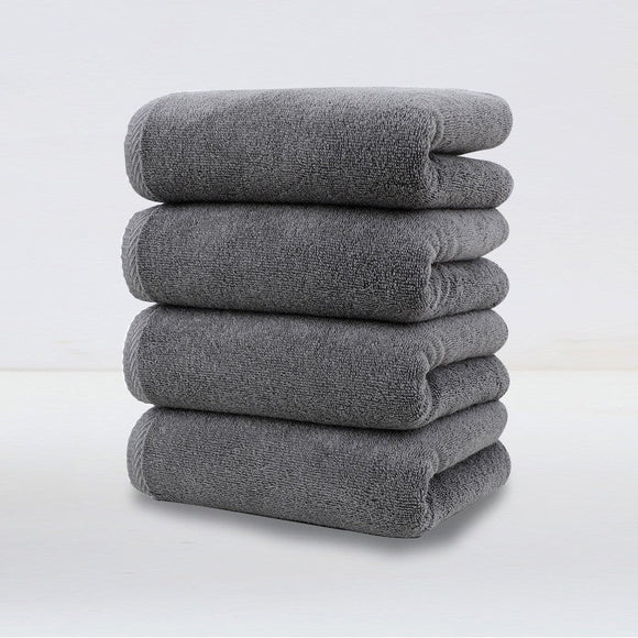 Dark Grey Plush Cotton Hand Towel Set (4 - Pack) - Ultra Soft, Absorbent & Quick - Drying Face Towels for Bathroom - RnR Galore