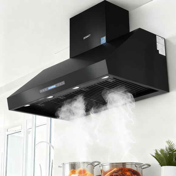 Devanti 1200mm Commercial BBQ Range Hood Dual Motor W/ Remote Control Black - RnR Galore