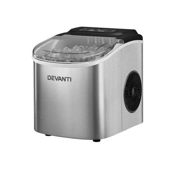 Devanti 12kg Ice Maker Machine w/Self Cleaning Silver - RnR Galore