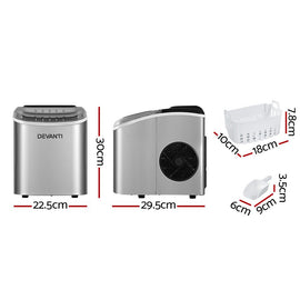 Devanti 12kg Ice Maker Machine w/Self Cleaning Silver - RnR Galore