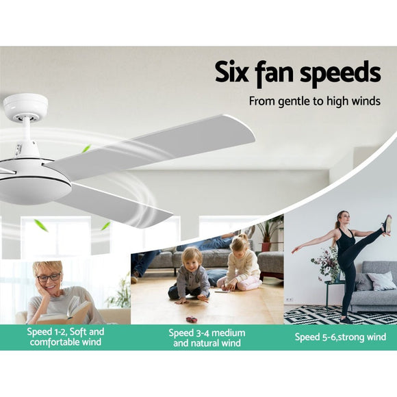 Devanti 52'' Ceiling Fan AC Motor 4 Blades w/Remote - White - RnR Galore