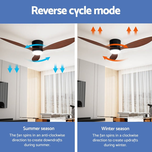 Devanti 52'' Ceiling Fan DC Motor w/Light w/Remote - Dark Wood - RnR Galore