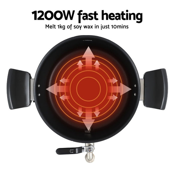 Devanti 5L Wax Melter Candle Making 1200W Melting Pot Furnace Quick Pour Spout Soy Soap - RnR Galore