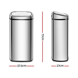 Devanti 68L Motion Sensor Bin Rubbish Automatic Silver - RnR Galore