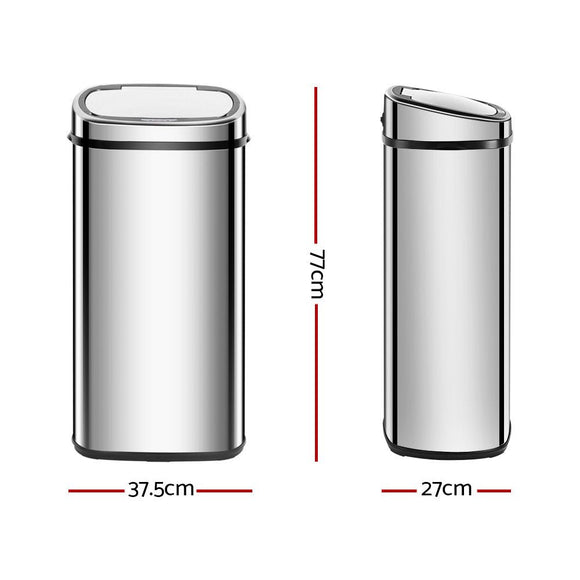 Devanti 68L Motion Sensor Bin Rubbish Automatic Silver - RnR Galore