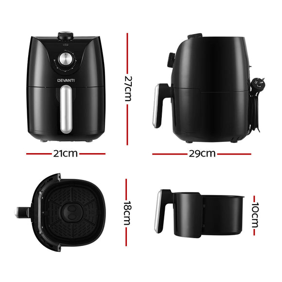 Devanti Air Fryer 2.5L Knob Fryers - RnR Galore