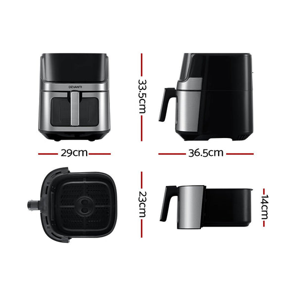 Devanti Air Fryer 6.5L LCD Fryers Clear Window - RnR Galore