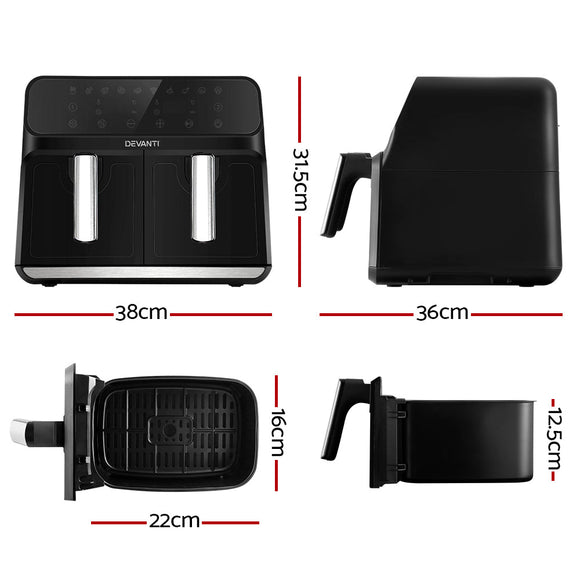 Devanti Air Fryer 8L Dual Zone Fryers - RnR Galore