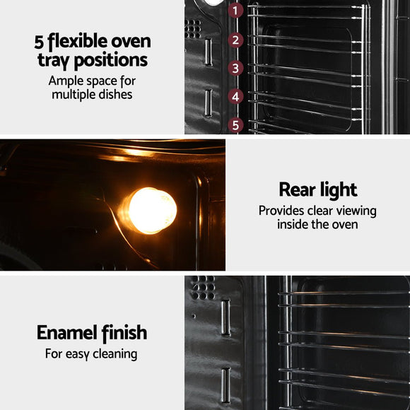 Devanti Electric Built In Wall Oven 80L Convection Grill Ovens Stainless Steel - RnR Galore
