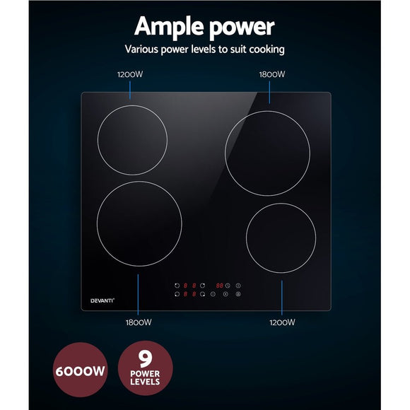 Devanti Electric Ceramic Cooktop 60cm Touch Control - RnR Galore