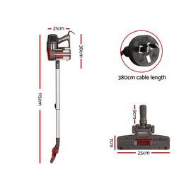 Devanti Stick Vacuum Cleaner Bagless Corded 500W Red - RnR Galore