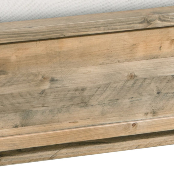 Double Size Wooden Bed Frame in Solid Wood Antique Design Light Brown - RnR Galore