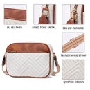 Double Zipper Brown Chic Quilted Crossbody Bag - Vintage PU Leather Shoulder Purse with Adjustable Strap - RnR Galore