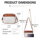 Double Zipper Grey Chic Quilted Crossbody Bag - Vintage PU Leather Shoulder Purse with Adjustable Strap - RnR Galore