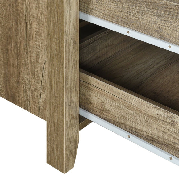 Dresser with 3 Storage Drawers in Natural Wood like MDF in Oak Colour with Mirror - RnR Galore