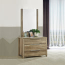 Dresser with 3 Storage Drawers in Natural Wood like MDF in Oak Colour with Mirror - RnR Galore