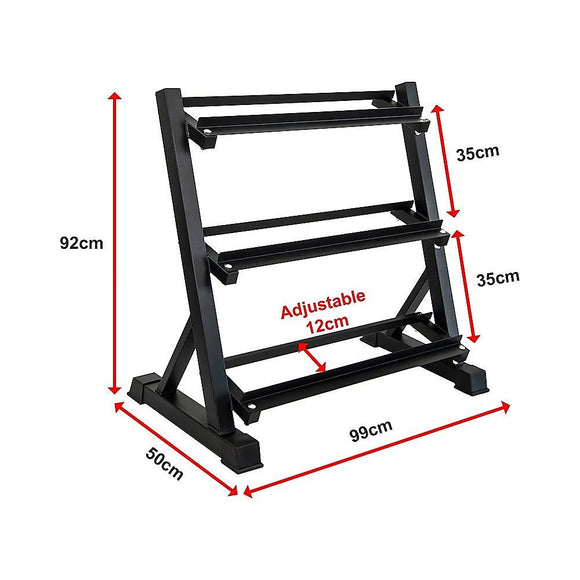 Dumbbell Rack Storage Stand Hex Weight Heavy Duty 3 Tier Wide Home Gym Fitness - RnR Galore