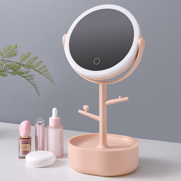 Ecoco Smart LED Light Cosmetic Makeup Mirror USB Touch Screen Home Desk Vanity 360° Pink - RnR Galore