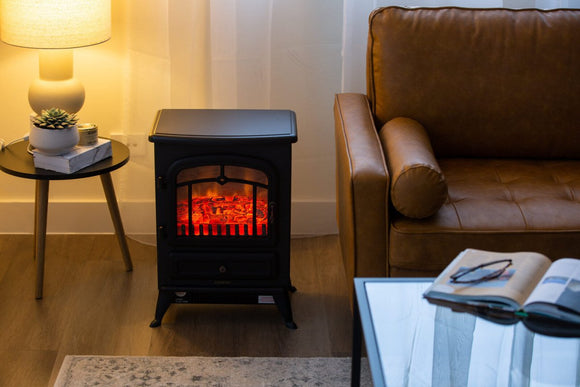 Electric Fireplace Heater w/ Real Flame Effect & 2 Heat Settings - RnR Galore