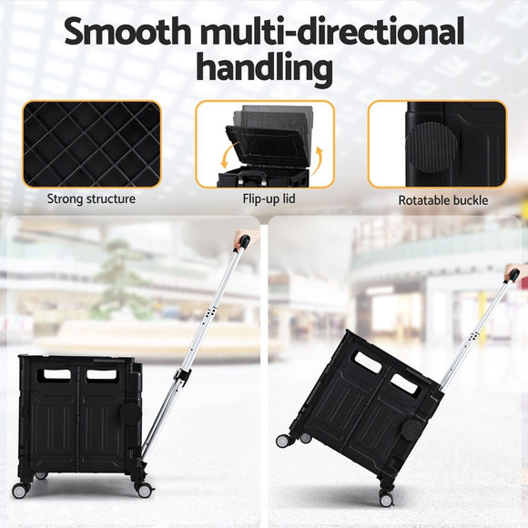 Emajin Shopping Trolley Cart 75L Foldable Black - RnR Galore