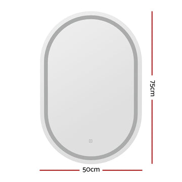 Embellir 2 LED Wall Mirror With Light 50X75CM Bathroom Decor Oval Mirrors Vanity - RnR Galore
