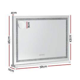 Embellir Bluetooth Makeup Mirror 58x46cm Hollywood Vanity with LED Light Crystal - RnR Galore