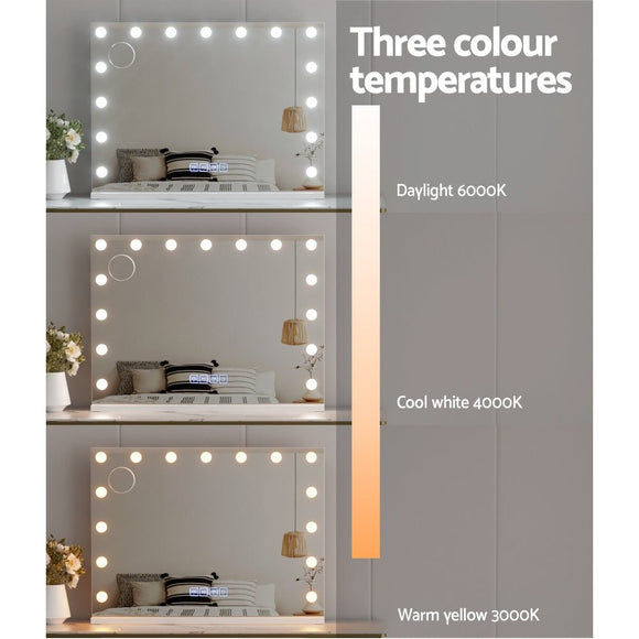 Embellir Bluetooth Makeup Mirror 80x58cm Hollywood Vanity with LED Light Wall - RnR Galore