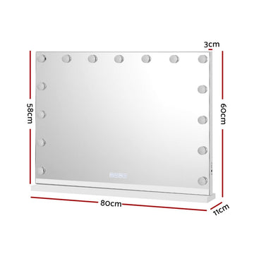 Embellir Bluetooth Makeup Mirror 80x58cm Hollywood Vanity with LED Light Wall - RnR Galore