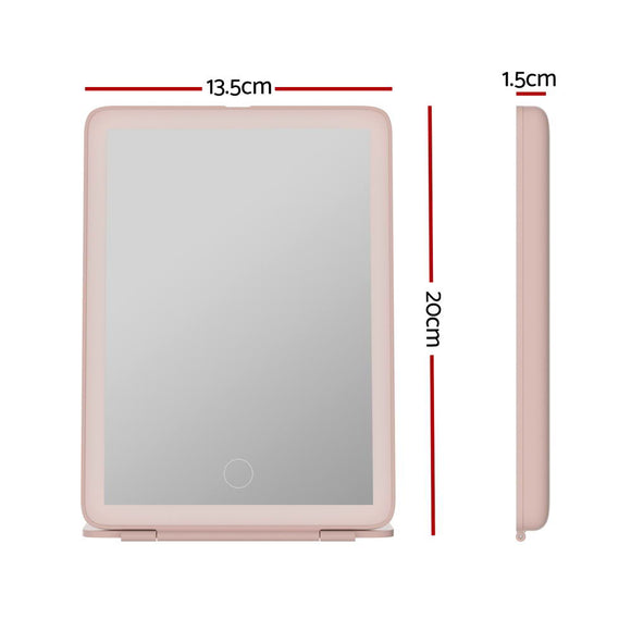 Embellir Compact Makeup Mirror w/ LED Light Portable Foldable Travel Beauty Pink - RnR Galore