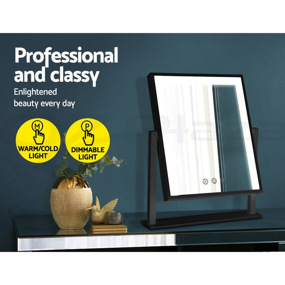 Embellir Makeup Mirror 25x30cm Hollywood Vanity with LED Light Rotation Black - RnR Galore