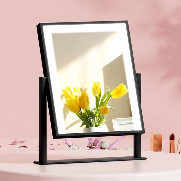 Embellir Makeup Mirror 25x30cm Hollywood Vanity with LED Light Rotation Black - RnR Galore