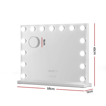 Embellir Makeup Mirror 58x45cm Hollywood Vanity with LED Light Tabletop White - RnR Galore