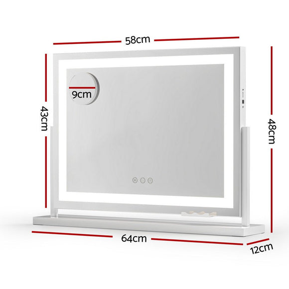 Embellir Makeup Mirror 58x46cm 360～ Rotatable Vanity Mirror with Lights Bright Light Strip Adjustable - RnR Galore