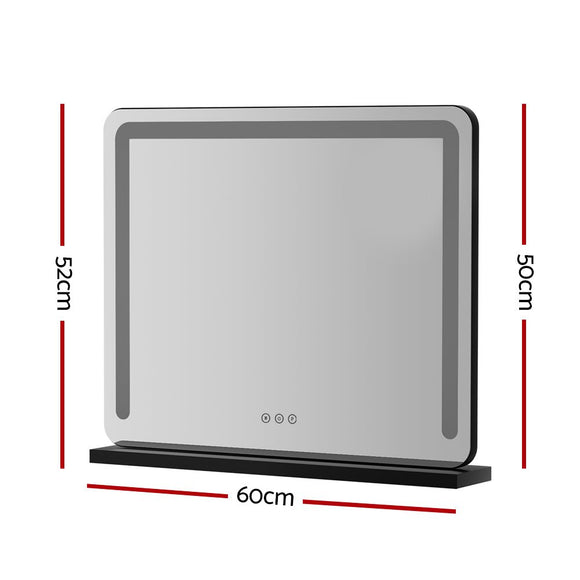 Embellir Makeup Mirror 60x50cm Hollywood Vanity with LED Light Tabletop Black - RnR Galore