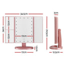 Embellir Tri - fold Makeup Mirror 1X2X3X Magnifying with LED Light Travel Portable Pink - RnR Galore