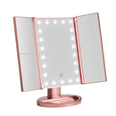 Embellir Tri - fold Makeup Mirror 1X2X3X Magnifying with LED Light Travel Portable Pink - RnR Galore