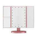 Embellir Tri - fold Makeup Mirror 1X2X3X Magnifying with LED Light Travel Portable Pink - RnR Galore