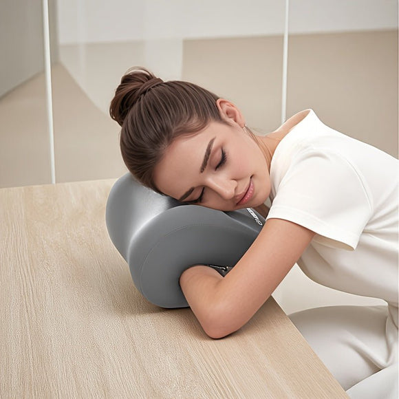 Ergonomic Multi - functional Nap Pillow - Desk Rest Pillow with Neck/Side Support, Memory Foam Cushion for Office, Home & Travel(BLACK) - RnR Galore