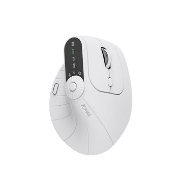 Ergonomic Vertical Mouse - 2.4G/Bluetooth Multi - Mode, LED Display, 57 - Degree Angle, & 400mAh Battery(White) - RnR Galore