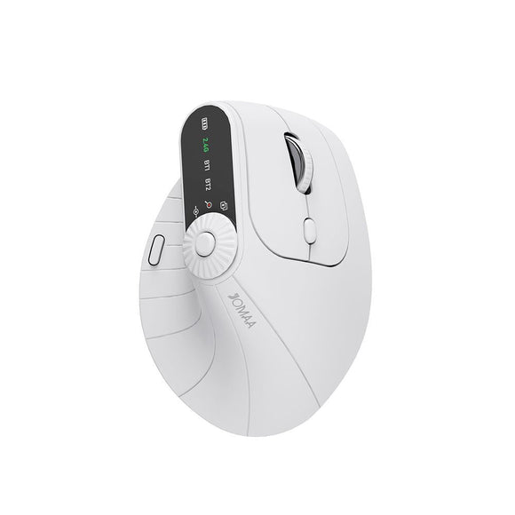 Ergonomic Vertical Mouse - 2.4G/Bluetooth Multi - Mode, LED Display, 57 - Degree Angle, & 400mAh Battery(White) - RnR Galore