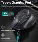 Ergonomic Vertical Mouse - 2.4G/Bluetooth Multi - Mode, LED Display, 57 - Degree Angle, & 400mAh Battery(White) - RnR Galore