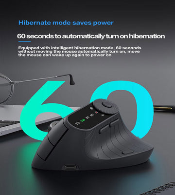 Ergonomic Vertical Mouse - 2.4G/Bluetooth Multi - Mode, LED Display, 57 - Degree Angle, & 400mAh Battery(White) - RnR Galore
