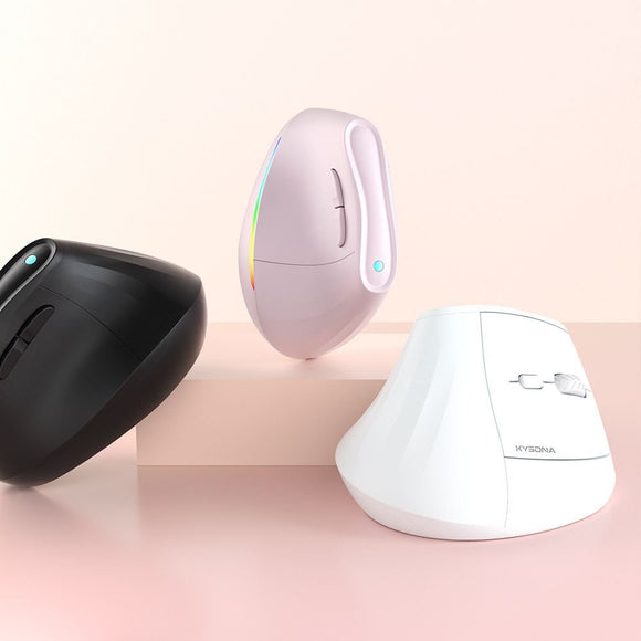 Ergonomic Vertical Mouse - Multi - Device Bluetooth5.0 & 2.4G Wireless, Adjustable DPI, Silent Click(pale pinkish gray) - RnR Galore